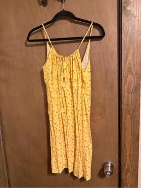 Sunshine Yellow Floral Midi Dress with Spaghetti Straps